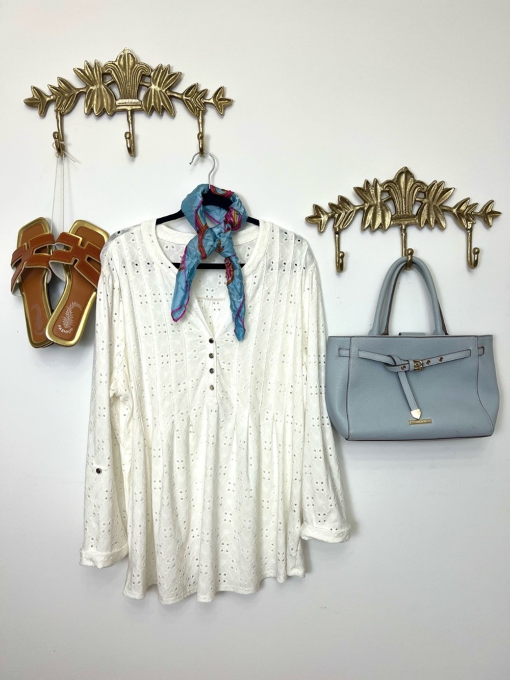 Shabby chic eyelet style blouse Xl